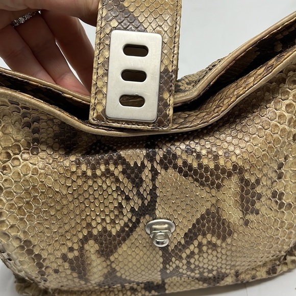 Vintage Python Zip Top Shoulder Bag Adjustable Length Strap - Picture 14 of 16